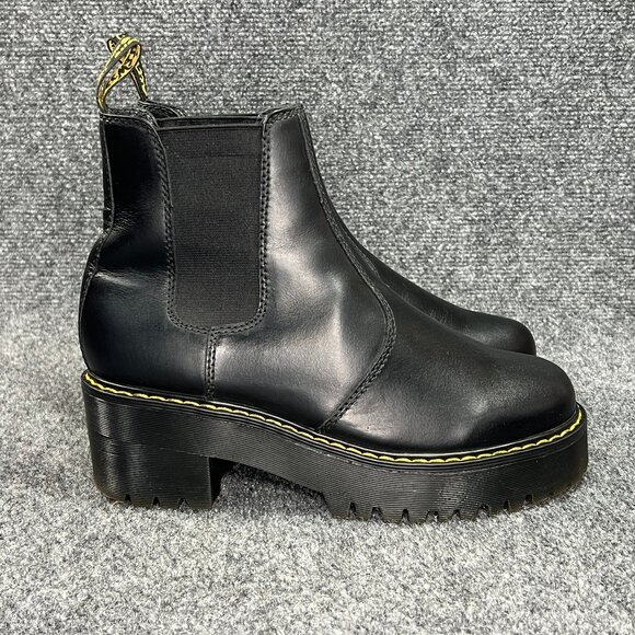 Dr. Martens Rometty Wyoming Leather Platform Chelsea Boots Women's Size 7 Black - Picture 1 of 13